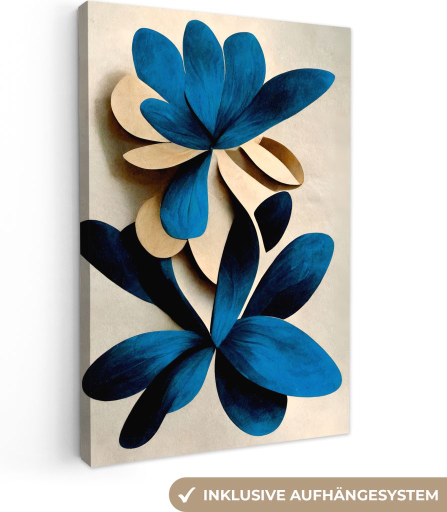 OneMillionCanvasses - Leinwandbilder - 90x140 cm, Blätter - Pflanzen - Blau - Lilie, Wandbilder Kunstdruck Wanddekoration - Foto auf Leinwand - ...