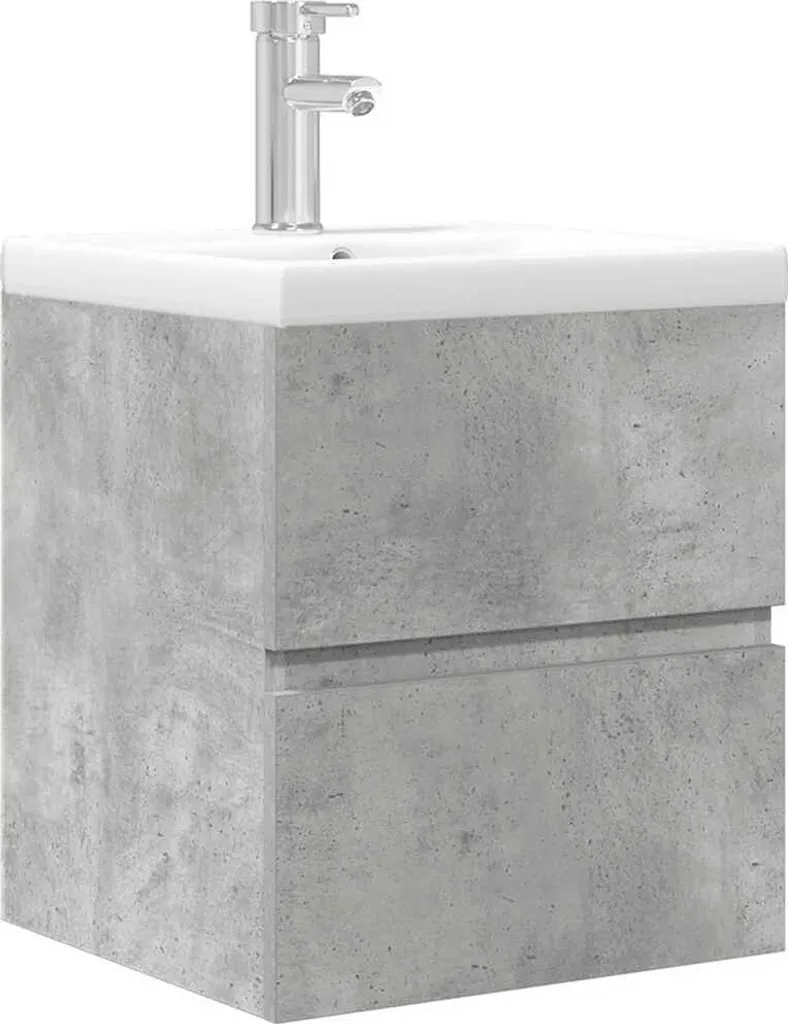 Set Bagno vidaXL 2 Pz Legno Grigio Cemento: Arredo Industrial-Chic