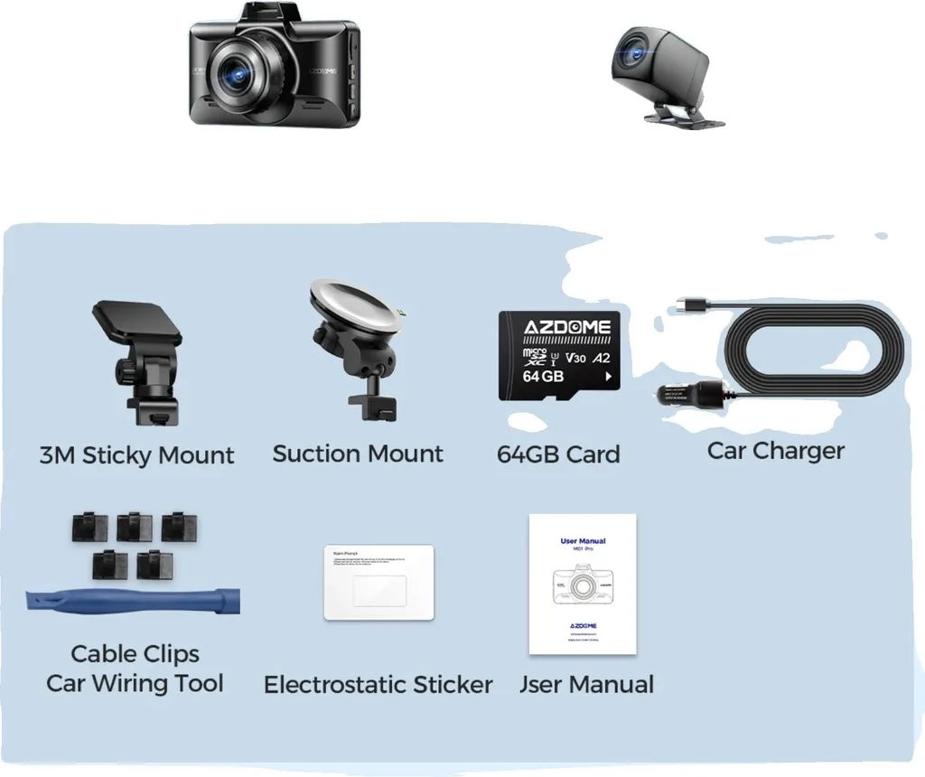 Dashcam 3K Wi-Fi pour protection accident et parking avec carte 64 Go