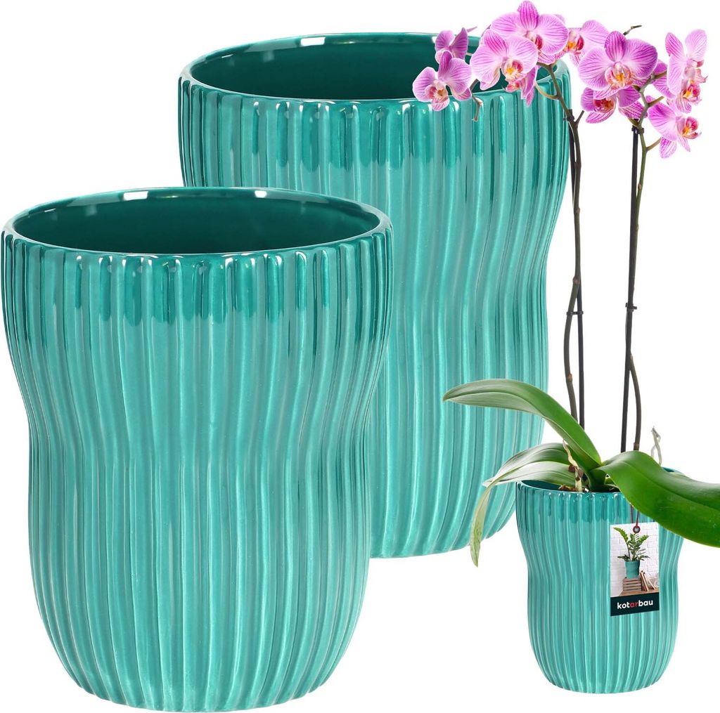 KOTARBAU® 2 pcs. pot de fleurs couleur turquoise intérieur Image du produit 