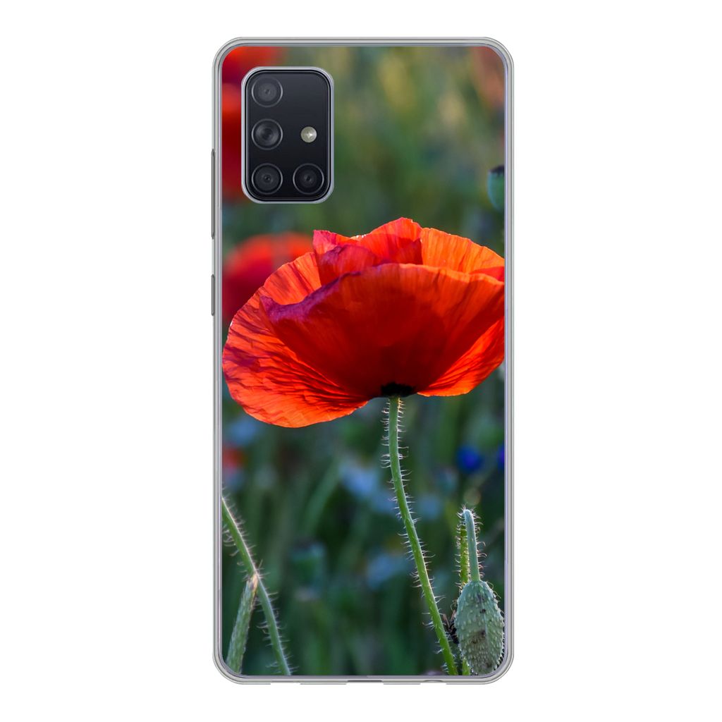 MuchoWow Handyhülle Schutzhülle Hülle für Samsung Galaxy A51 Bunte Mohnblumen in den Niederlanden Silikon Softcase Handy Hülle - Schutzabdec...