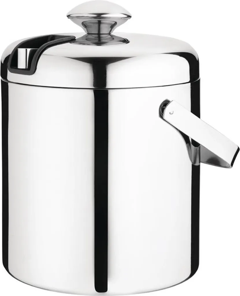 Petit seau à glace 1,23 L en acier brossé avec pince et couvercle inclus
