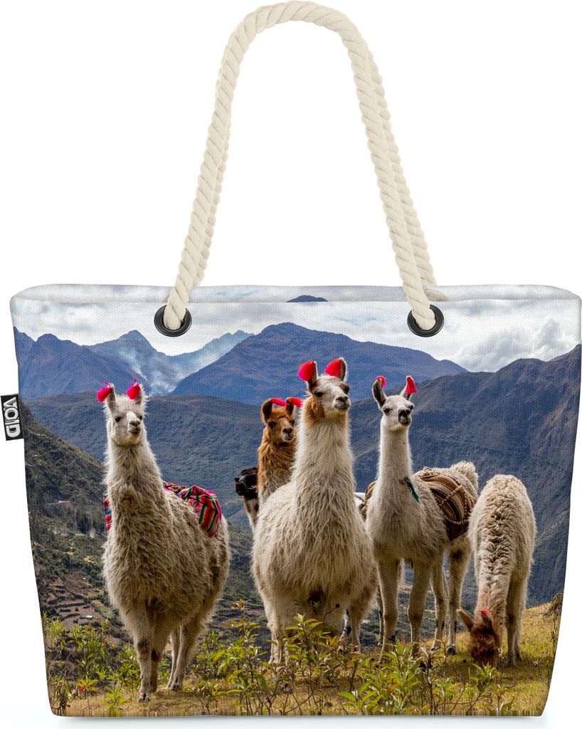 VOID Lamas Anden Strandtasche Shopper 58x38x16cm 23L XXL Einkaufstasche Tasche Reisetasche Beach Bag