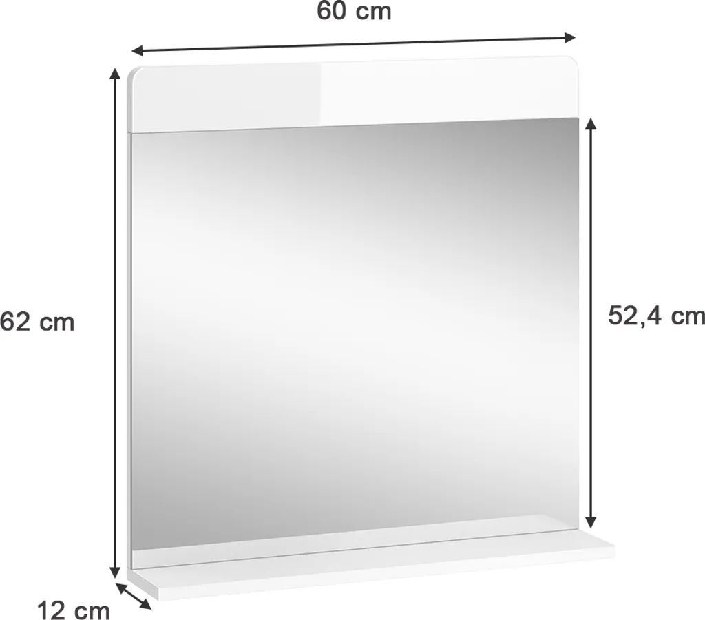 Miroir mural blanc Vicco Izan 60 cm résistant à l'humidité avec cadre