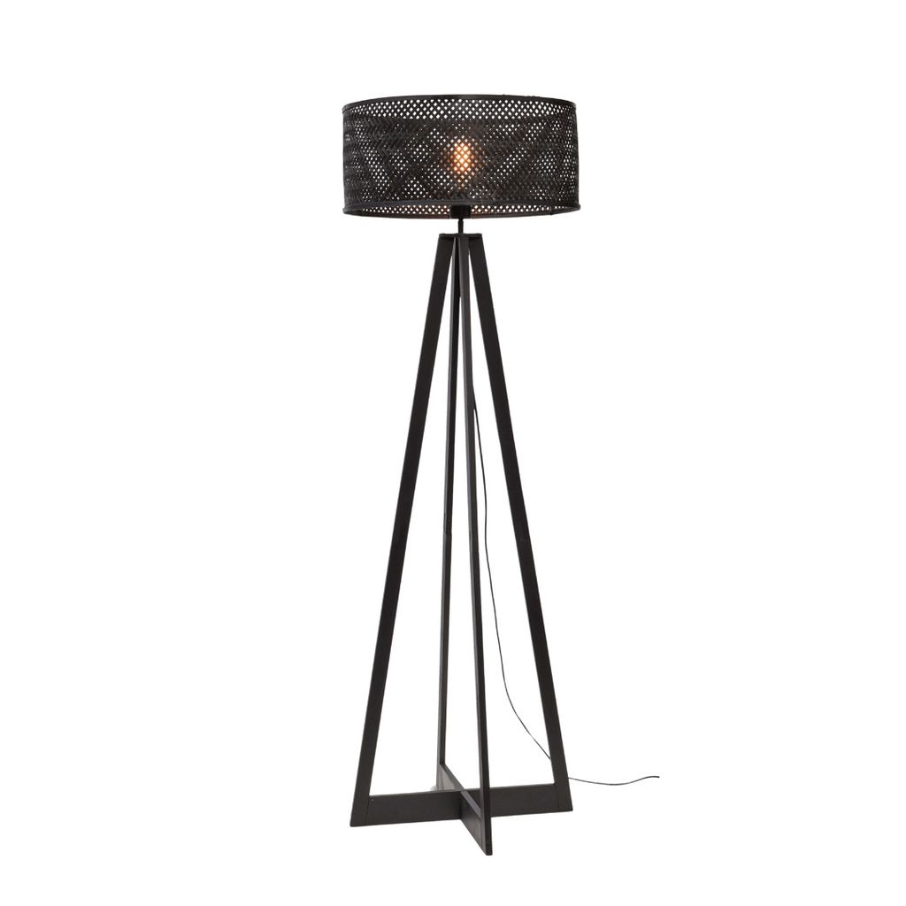 GOOD&MOJO - Stehleuchte Java - Bambus Schwarz - 50x50x145cm für Wohnzimmer, Schlafzimmer