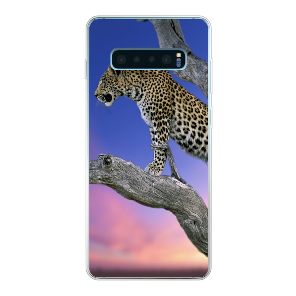 MuchoWow Handyhülle Schutzhülle Hülle für Samsung Galaxy S10 Lite Leopard - Baum - Zweig Silikon Softcase Handy Hülle - Schutz
