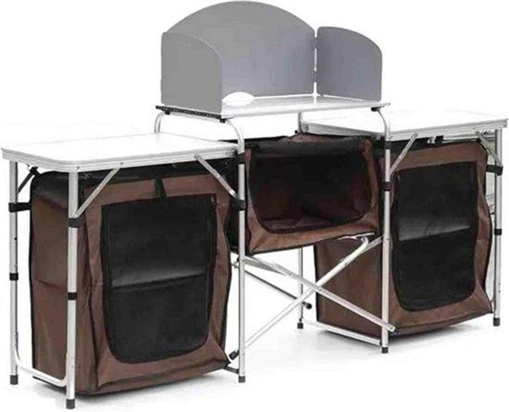 Portable Grillplatz - Einbaubare Campingküche - Einbauküche - Mit Transporttasche - Braun