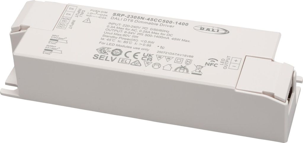 CONNEX SRP-2305N-45CC500-1400 Dali / PUSH DT6 NFC Netzteil bis 45W 500-1400mA