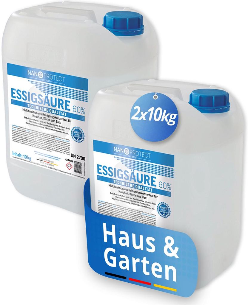 Nanoprotect Essigsäure 60% | 2 x 10 kg | Klimaneutral | Produktbild 