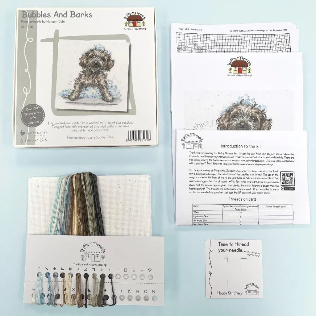 Broderie Point de Croix Compté Bubbles And Barks - Kit Complet 26cm - 3