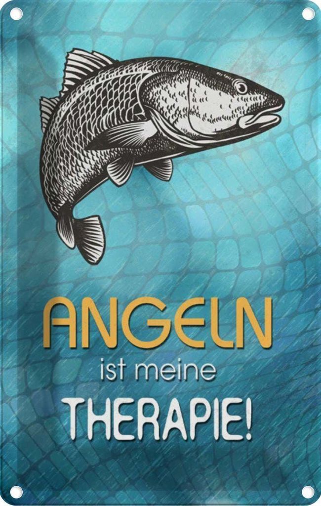 vianmo Blechschild 30x20 cm Angeln ist meine Therapie Spruch Zitat