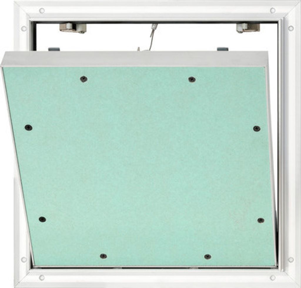 Revisionsklappe CeraMatic befliesbar mit Gipskartoneinlage GKBI 12,5 mm und Fangeinrichtung 600 mm x 600 mm