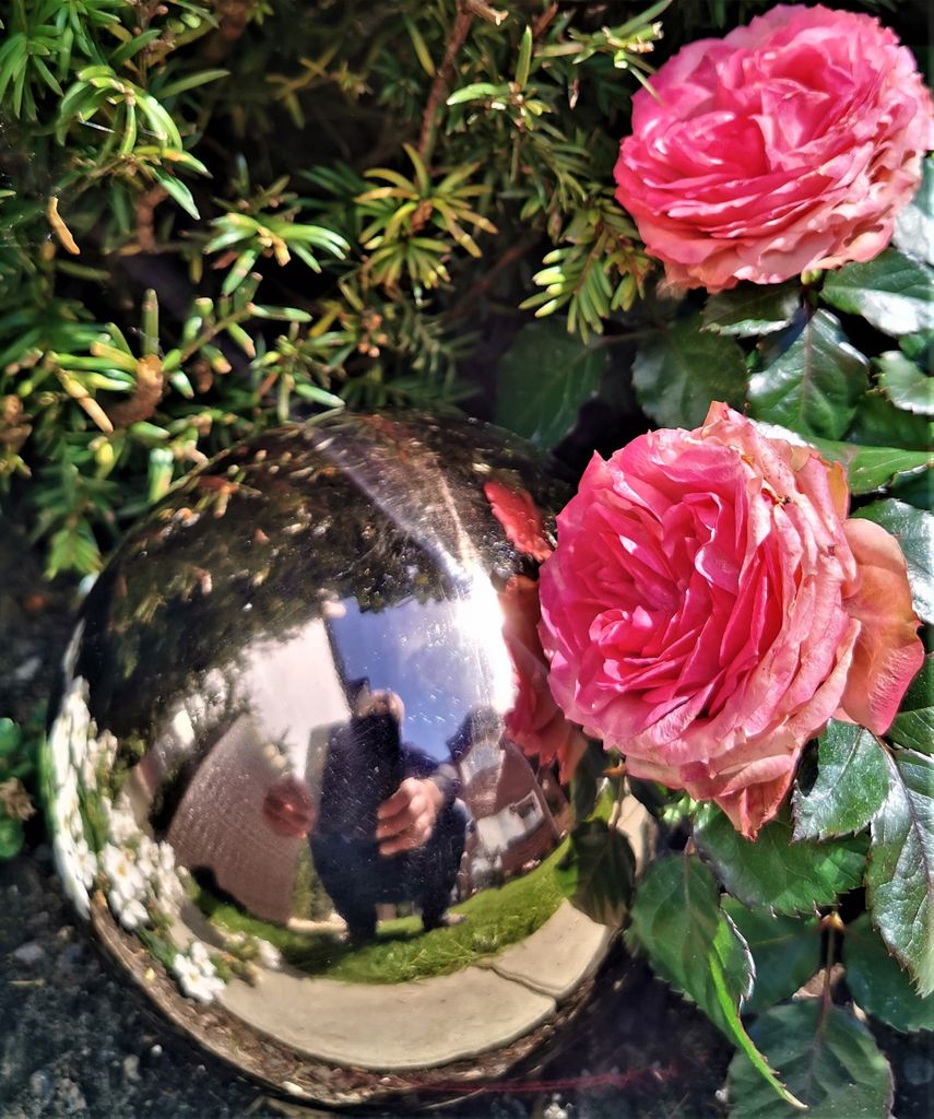 Dekorationskugel 15 cm Edelstahl golden rose poliert