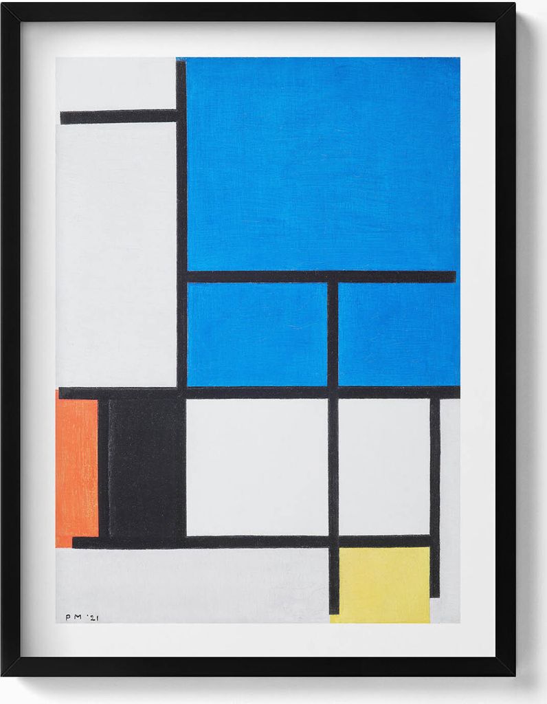 Geometrische moderne Abstraktion– Wandbild mit Rahmen – Gerahmtes Bild – Wanddekoration – 60x80 cm – Schwarz Rahmen