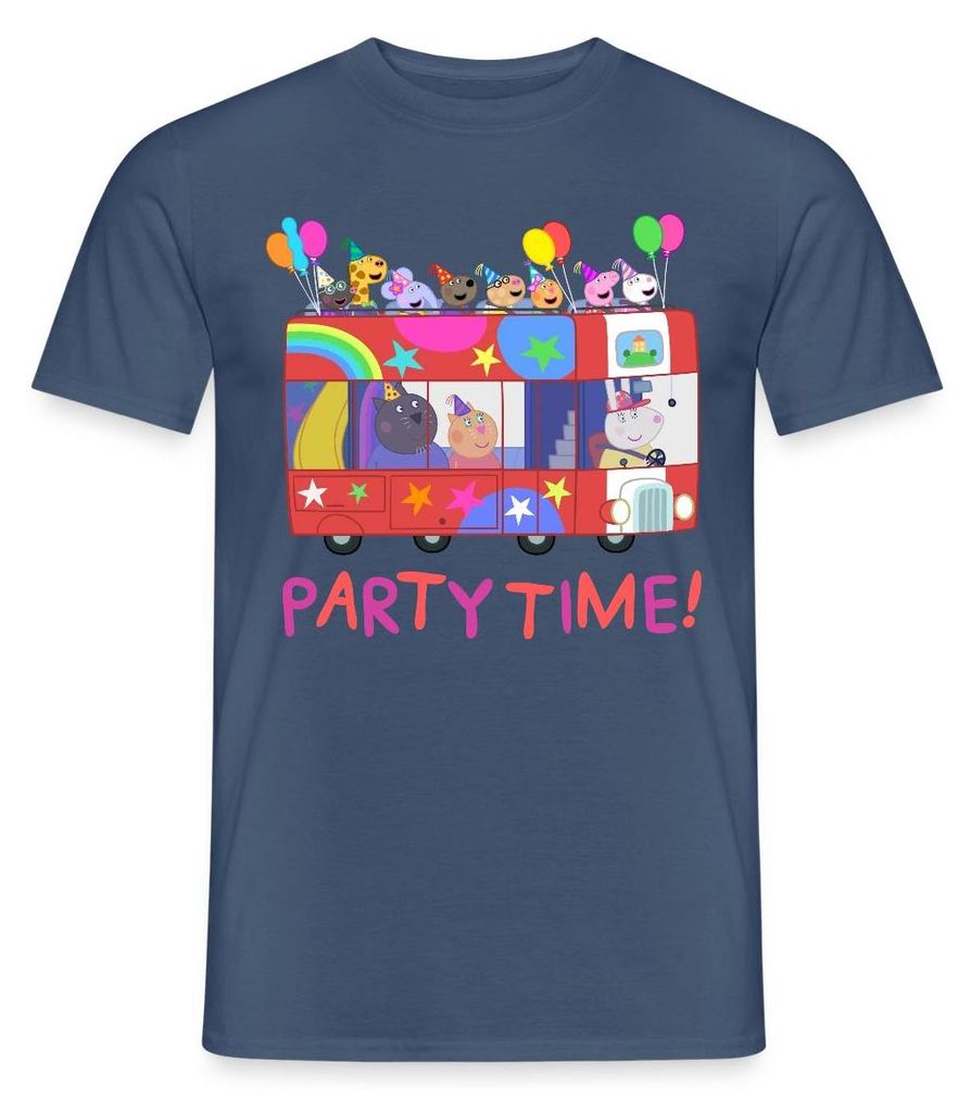 Spreadshirt Peppa Pig Design Party Time Mit Peppa Männer T-Shirt, M, Dunkles Denimblau