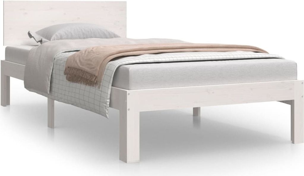 vidaXL Postel z masivu bílá 90x190 cm Obrázek produktu 