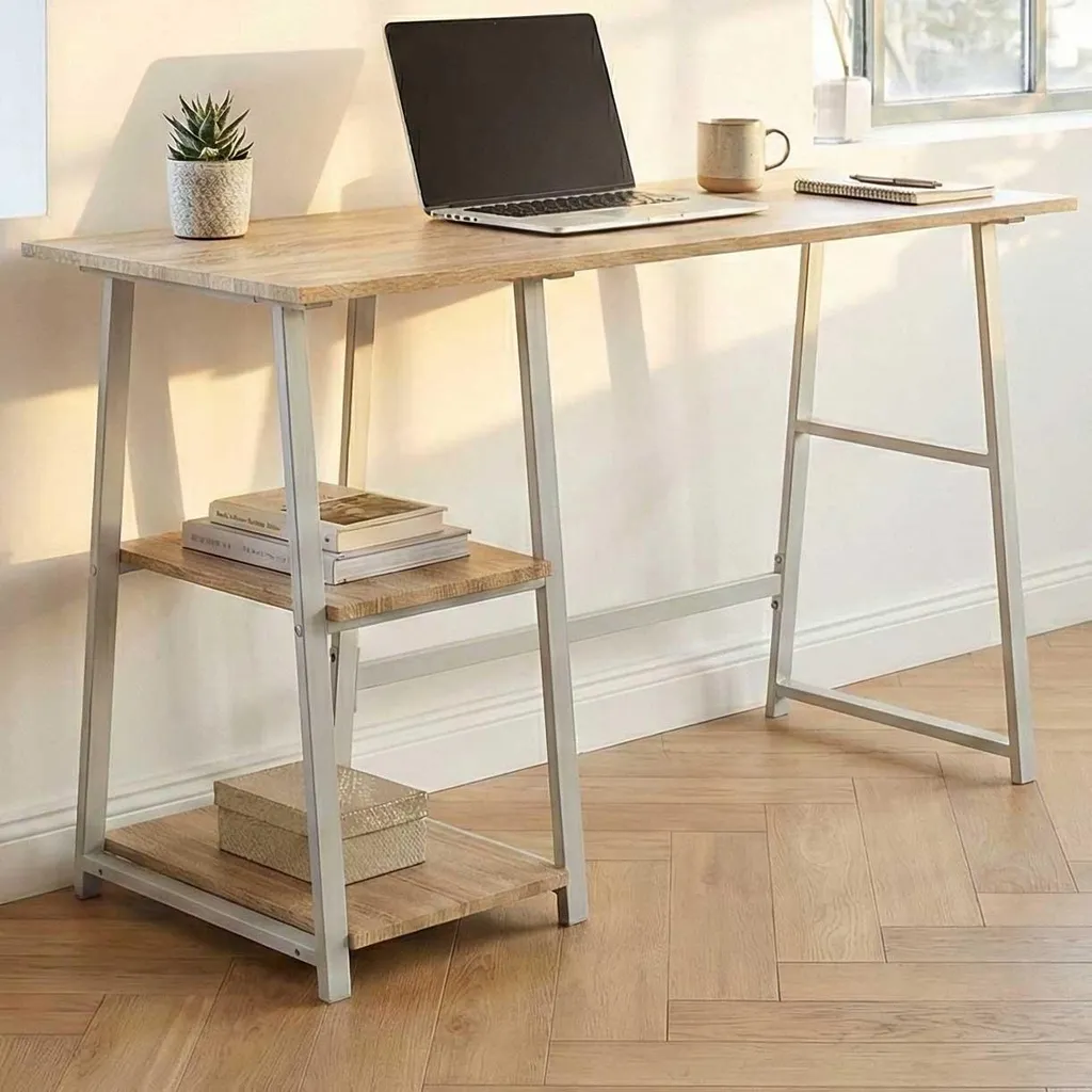 Table de bureau avec rangements intégrés 120cm décor chêne Dwayne - 2