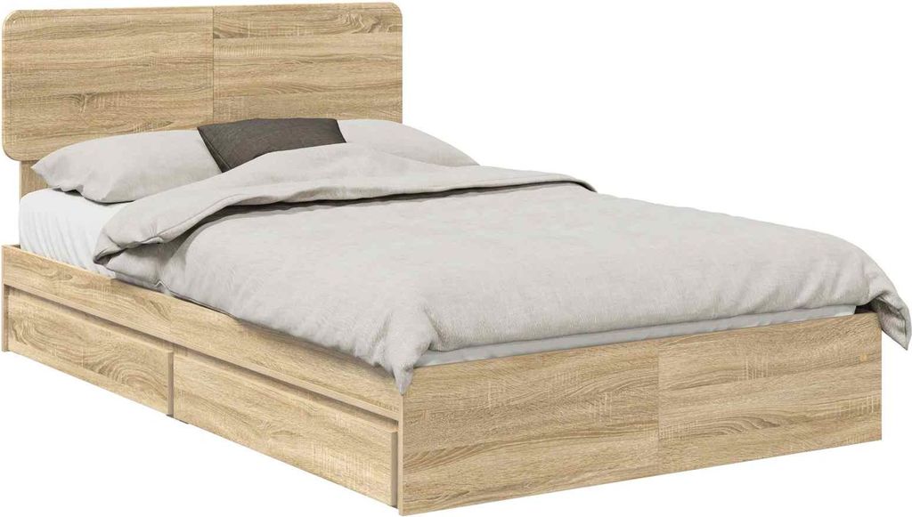 Aufbewahrungsbett Sonoma-Eiche 135 x 190 cm Holzwerkstoff