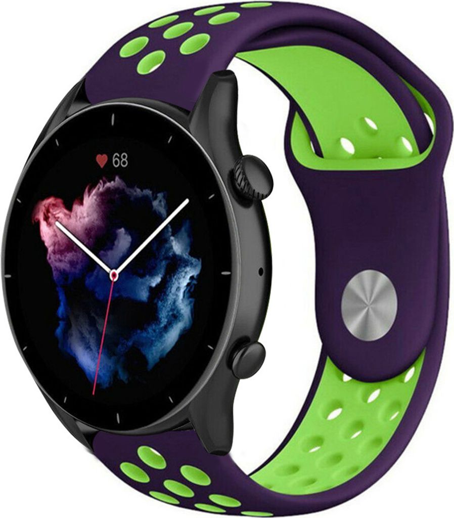 Strap-it Amazfit GTR 3 (Pro) Sportarmband (Lila/Grün)