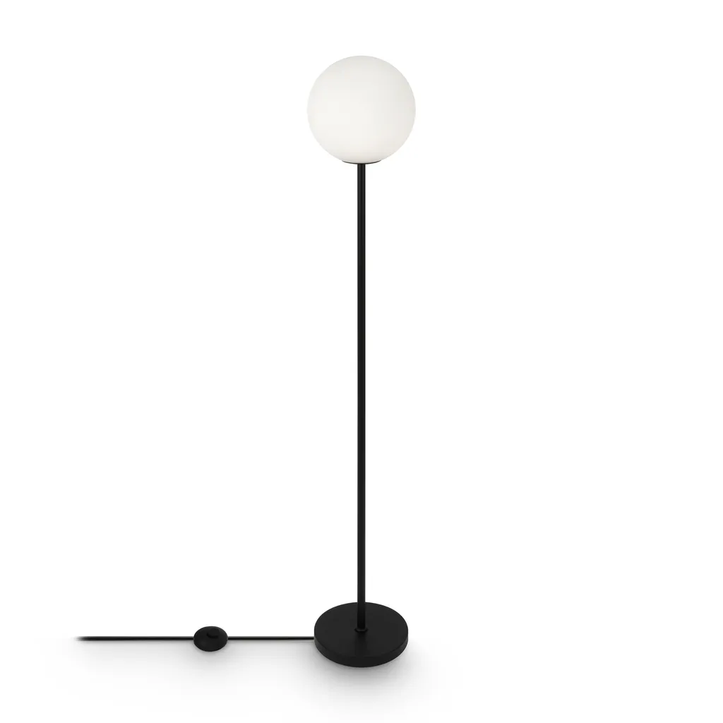 Lampadaire anti-éblouissement en verre blanc mat et métal noir 155 cm