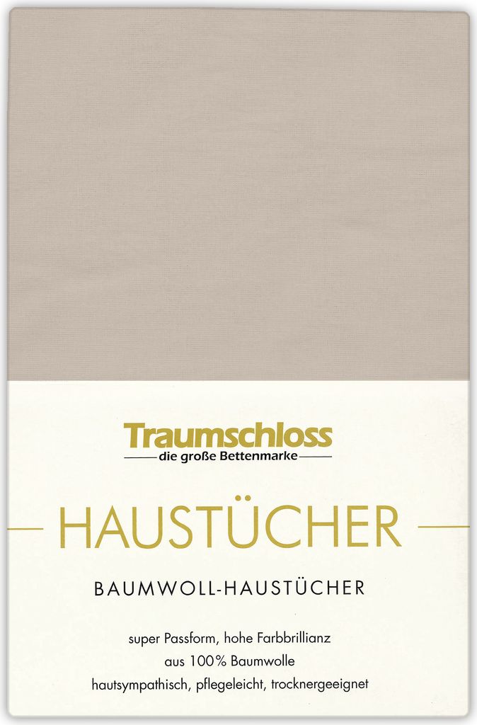 Traumschloss Betttuch Haustuch 150 x 250 cm sand aus 100% Baumwolle, ohne Gummizug