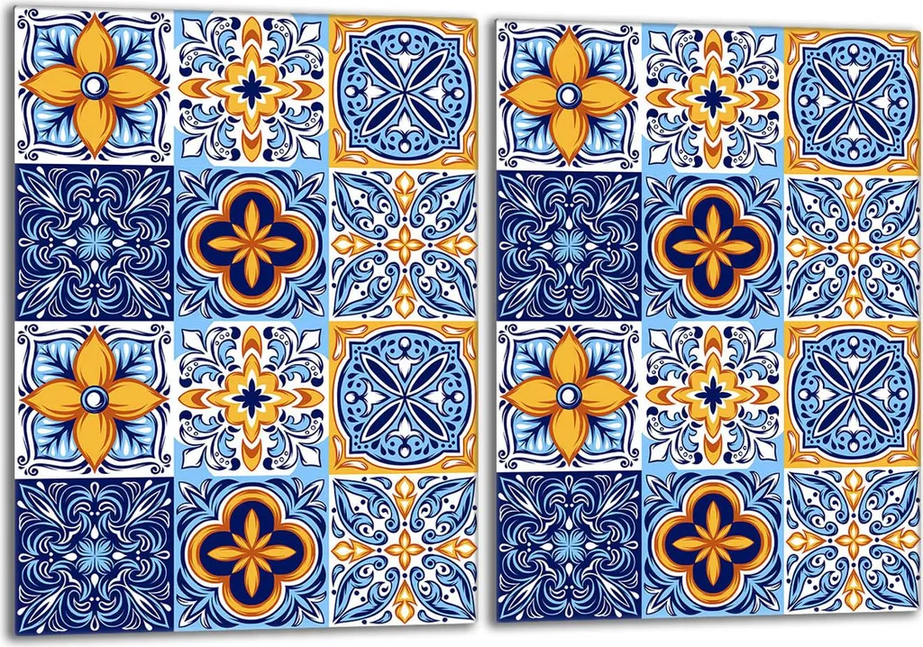 Piastre Copri Piano Cottura 40x52 cm Vetro Temperato | Set 2 Pezzi Mosaico