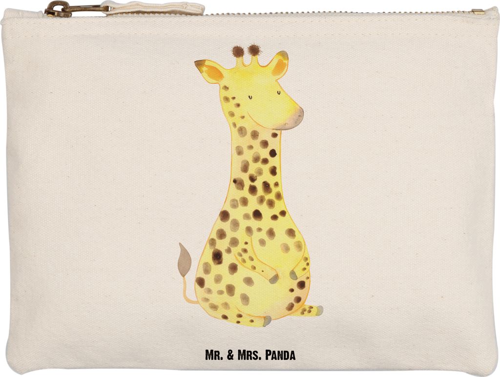 Mr. & Mrs. Panda Kosmetiktasche Giraffe Zufrieden Grösse XL Große - Weiß - Geschenk, Glück, kosmetiktäschchen, Afrika, Schlampermäppchen, Kos...