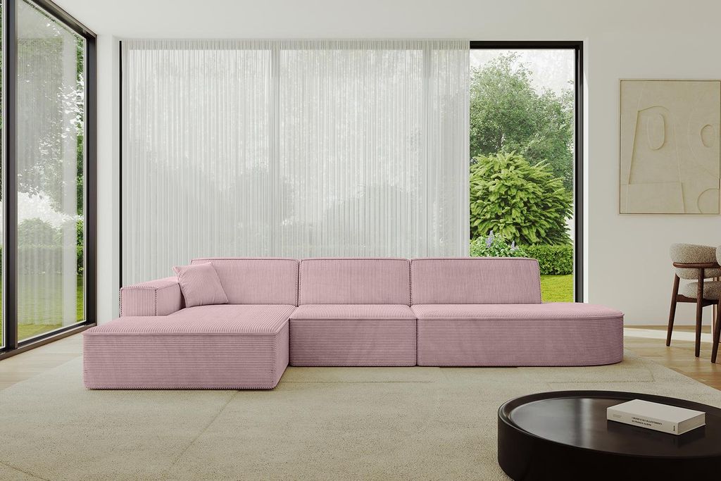 ALTDECOR Ecksofa in L-Form IREA-L2-v4 327x165x77 cm Rosa Corner Sofa Eckcouch Couch Wohnlandschaft Cauchsofa