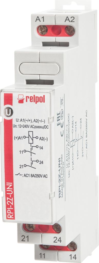 Elektromagnetische relais in Installationsmodul gehause, breite 17,5 mm RPI-2Z-UNI RELPOL