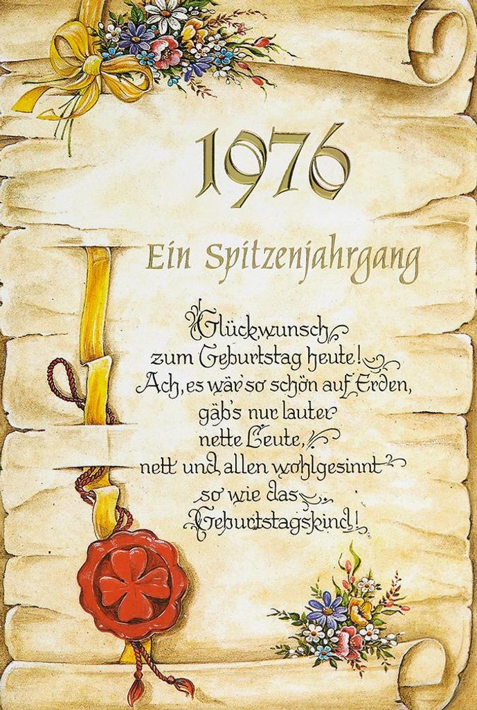 50. Geburtstag Jahrgang 1976 Glückwunschkarte mit Umschlag und Innentext