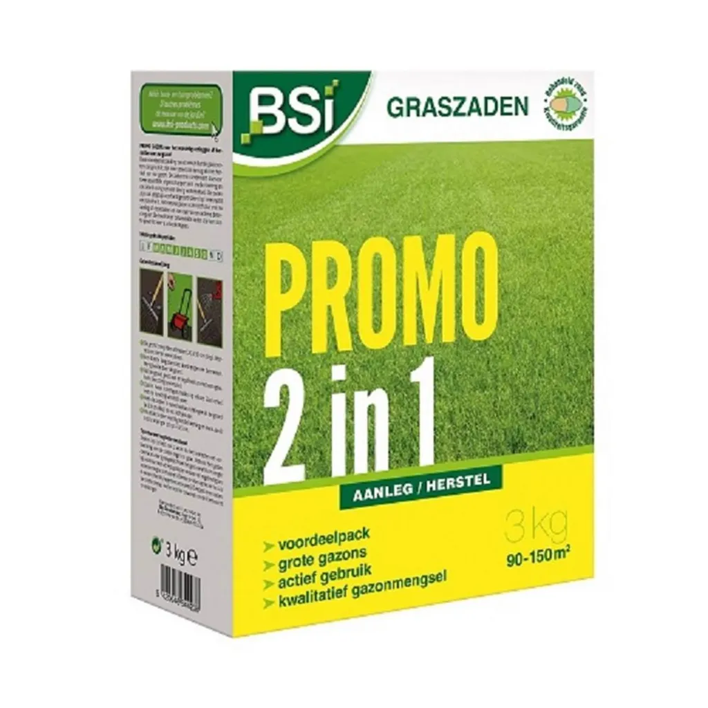 BSI Semence à Gazon Promo 2 en 1 - Mélange 3 Kg pour Pelouse Dense