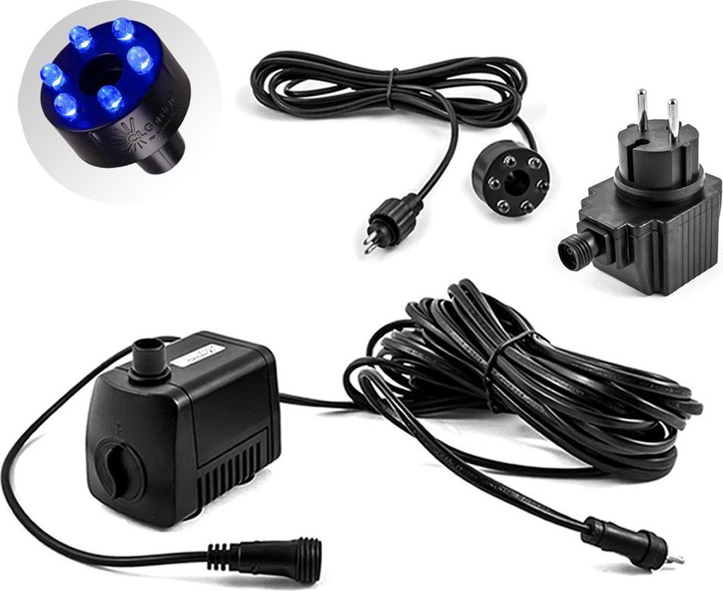 CLGarden Springbrunnenpumpe SP1 mit blauer LED-Beleuchtung Produktbild 