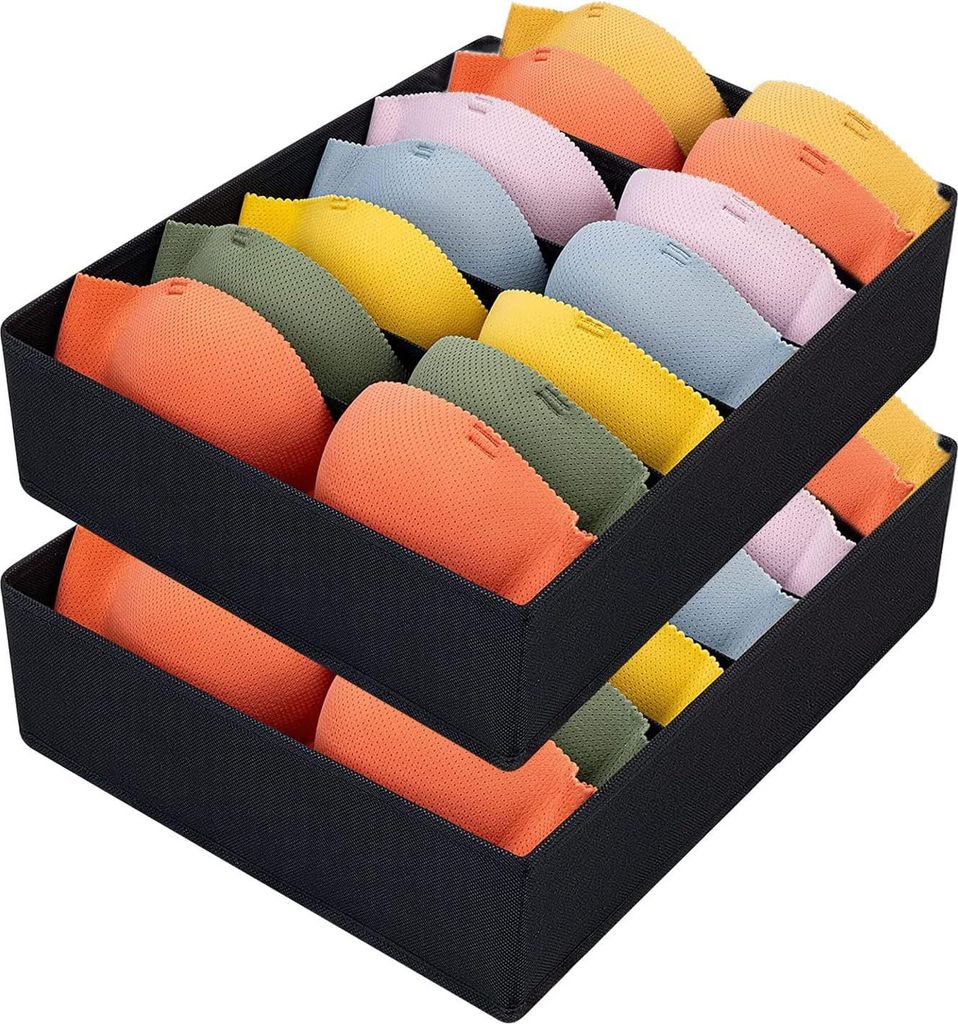2er-Pack Aufbewahrungsboxen mit 7 Fächern, Schubladen-BH-Organizer, faltbarer Schubladen-Unterwäsche-Organizer zur Aufbewahrung von BHs, Schublad...