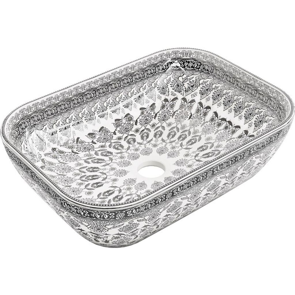 Mexen Rita umywalka nablatowa 45 x 32 cm, biała/czarny wzór Zdjęcie produktu 