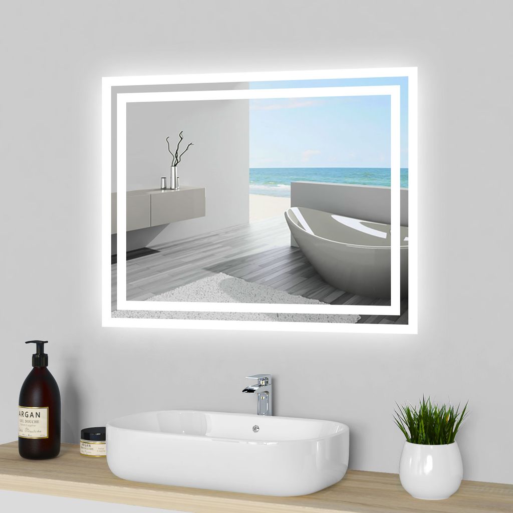 Badspiegel mit Beleuchtung LED 60x50 cm