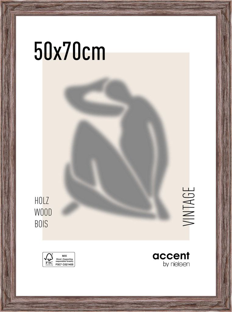 accent by nielsen Holz Bilderrahmen Vintage, 50x70 cm, Braun