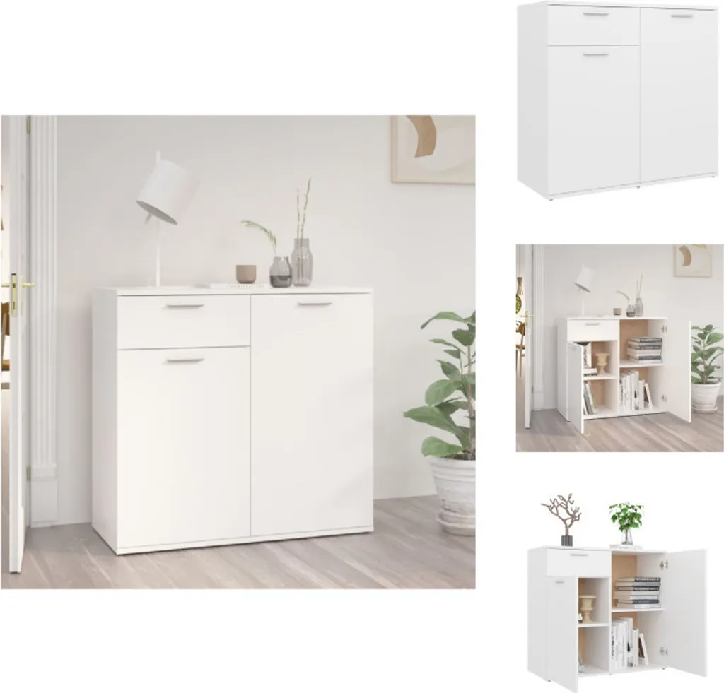 Credenza Bianca vidaXL 80x36x75 cm Legno Multistrato - Design Moderno
