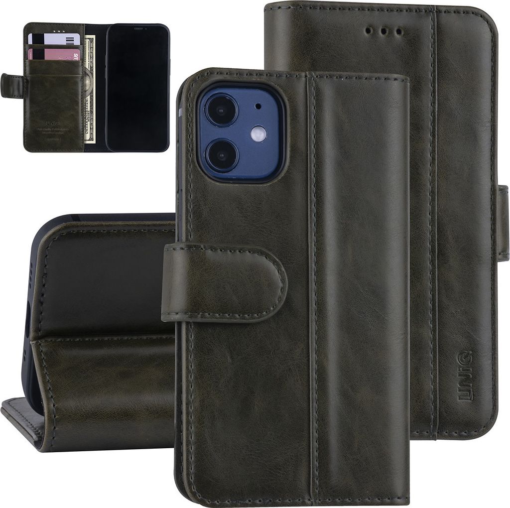 Apple iPhone 12 Mini Dark green Book type case - Polyurethanleather