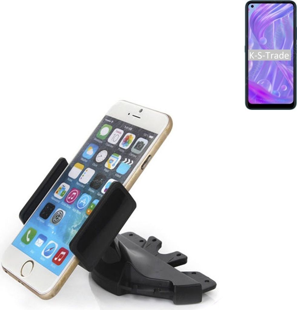 K-S-Trade CD Schlitz Halterung kompatibel mit HiSense Infinity H50 Lite Autohalterung KFZ-Halter Radio Handy Halterung 360° drehbar schwarz