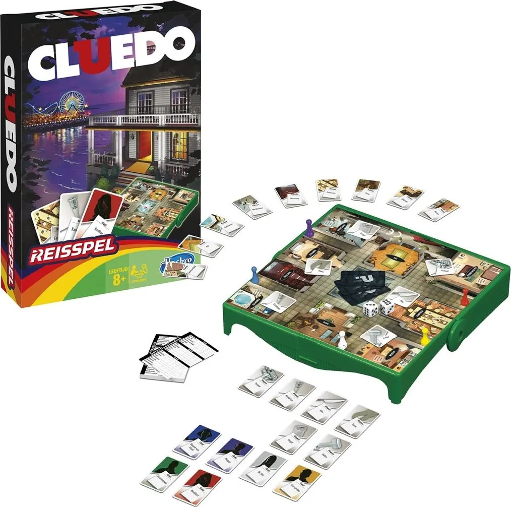 Cluedo Jeu de voyage avec boîtier de rangement intégré et accessoires - 4