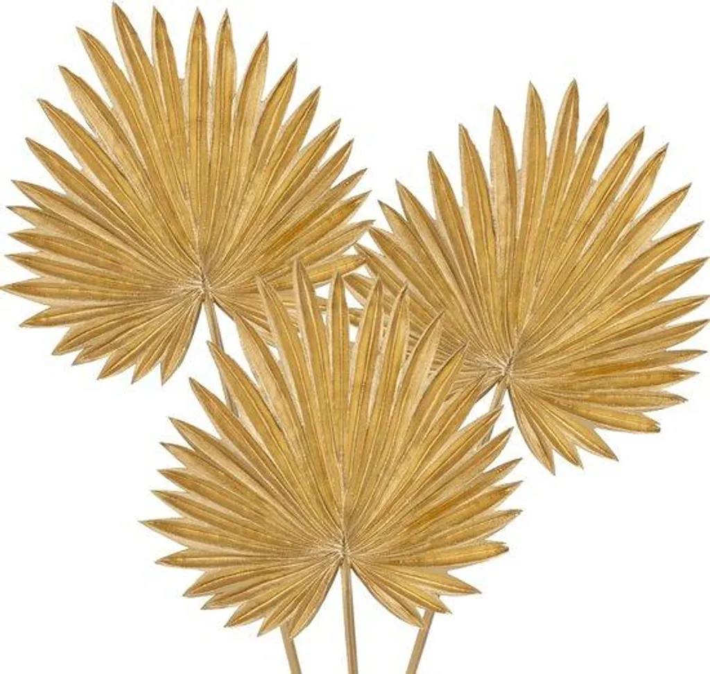 Plante artificielle : lot de 3 palmes de palmier design vert et or