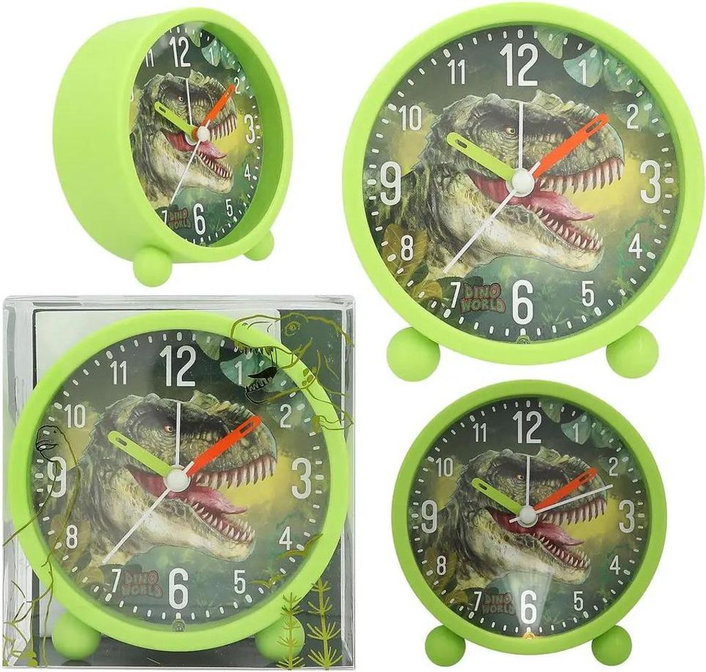 Depesche 0612691, Sveglia meccanica, Dino, Rotonda, Verde, Immagine del prodotto 
