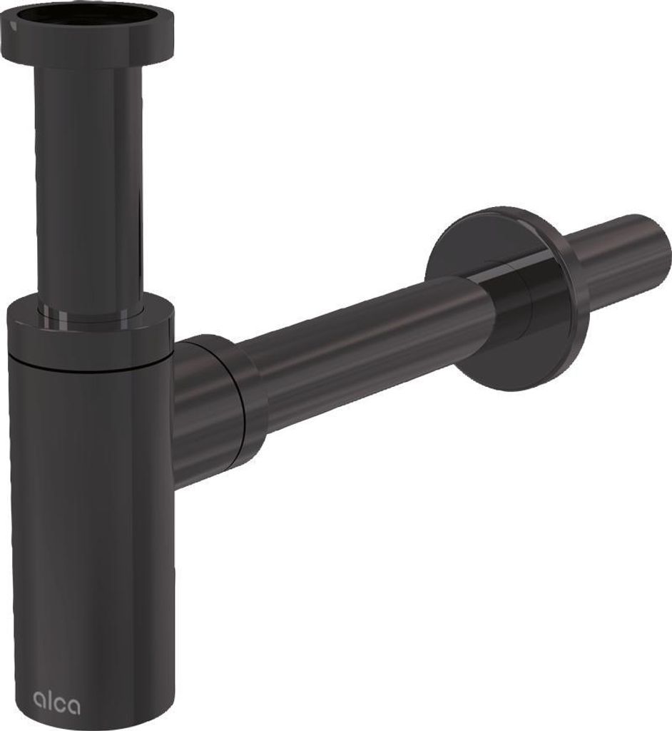 AlcaDrain Design Siphon 1 1/4" rund, Ganzmetall Gun metal gebürstet