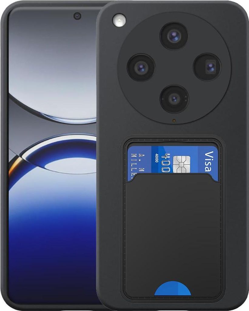 Geeignet für Oppo Find X8 Pro Phone Case mit TPU Kartenhalter - Flexible Back Cover Case Silikon TPU mit Cardslot - Schwarz - Smartphonics