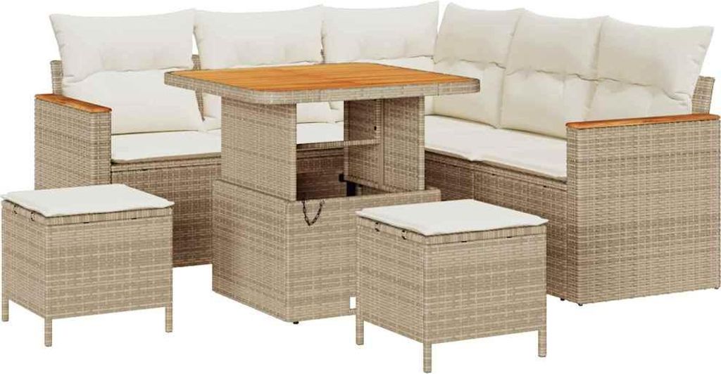 vidaXL Gartensofa-set 8 pcs Beige Poly-Rattan