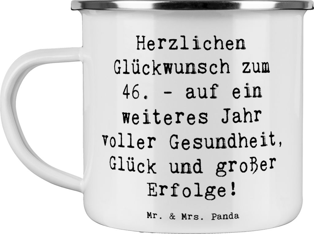 Mr. & Mrs. Panda Teetasse Spruch 46. Geburtstag Glückwünsche - Weiß - Geschenk, Geburtstagsgeschenk, Glückwunsch, Emaille Tasse, Feiern, Pott, ...