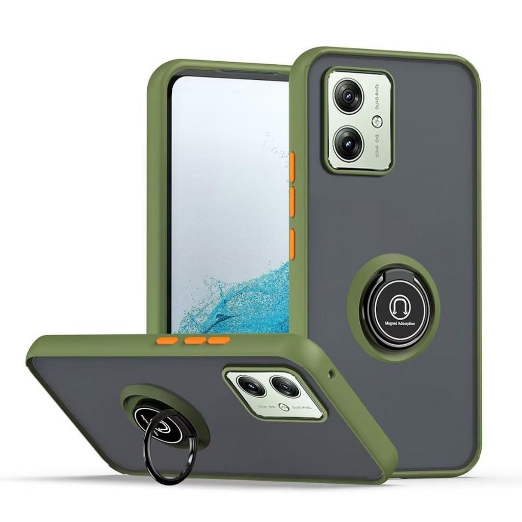 Für Motorola Moto G54 Shadow Design TPU + PC Schutz Hülle Tasche Case Schutzhülle Hellgrün / Orange