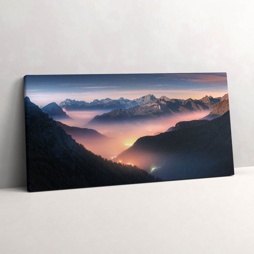 Berggipfel Landschaft – Leinwandbild Wandbild – 140x70 cm – Leinwandbilder – Wandbilder – Schlafzimmer – Flur