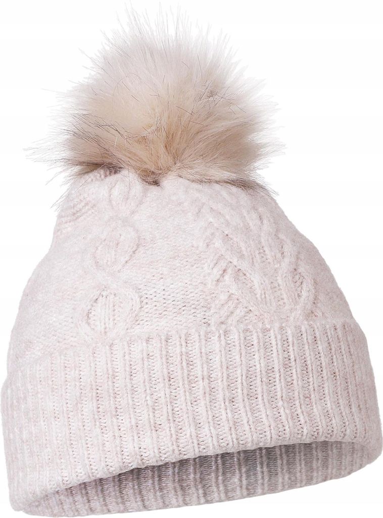Damen Wintermütze mit Bommel, Elegant, Modisch, Beige, Universal, MORAJ