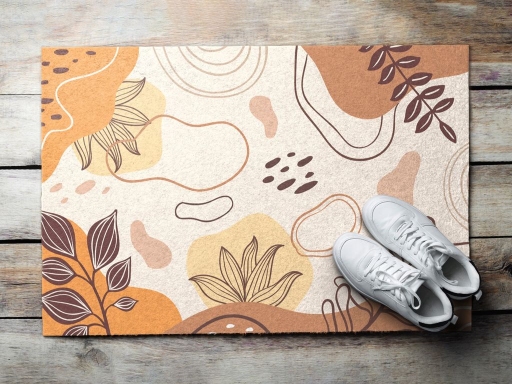Fußmatte Aussen - Schuhmatte Haustür- Schmutzfangmatte Türvorleger - Outdoor Teppich Schmutzfänger - 90x60 cm - Floristische Abstraktionen